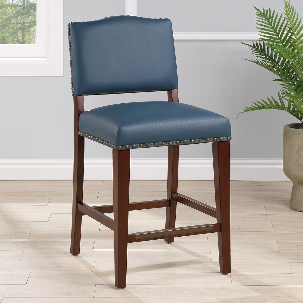 Deja Faux Leather Counter Stool with Nail Heads by Greyson Living