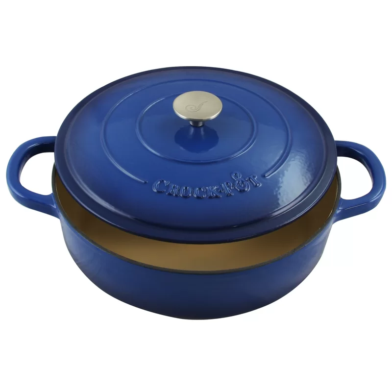 Crock Pot 111999.02 Artisan Enameled Cast Iron Braiser W/Lid， 5 Quart， Sapphire Blue