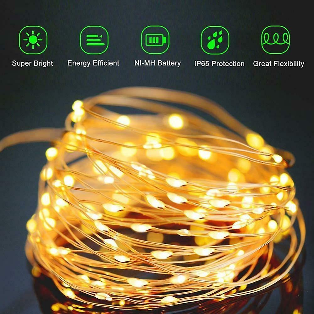 10M 100 LED Solar String Outdoor Waterproof Warm White Fairy Lights Party Xmas Decor