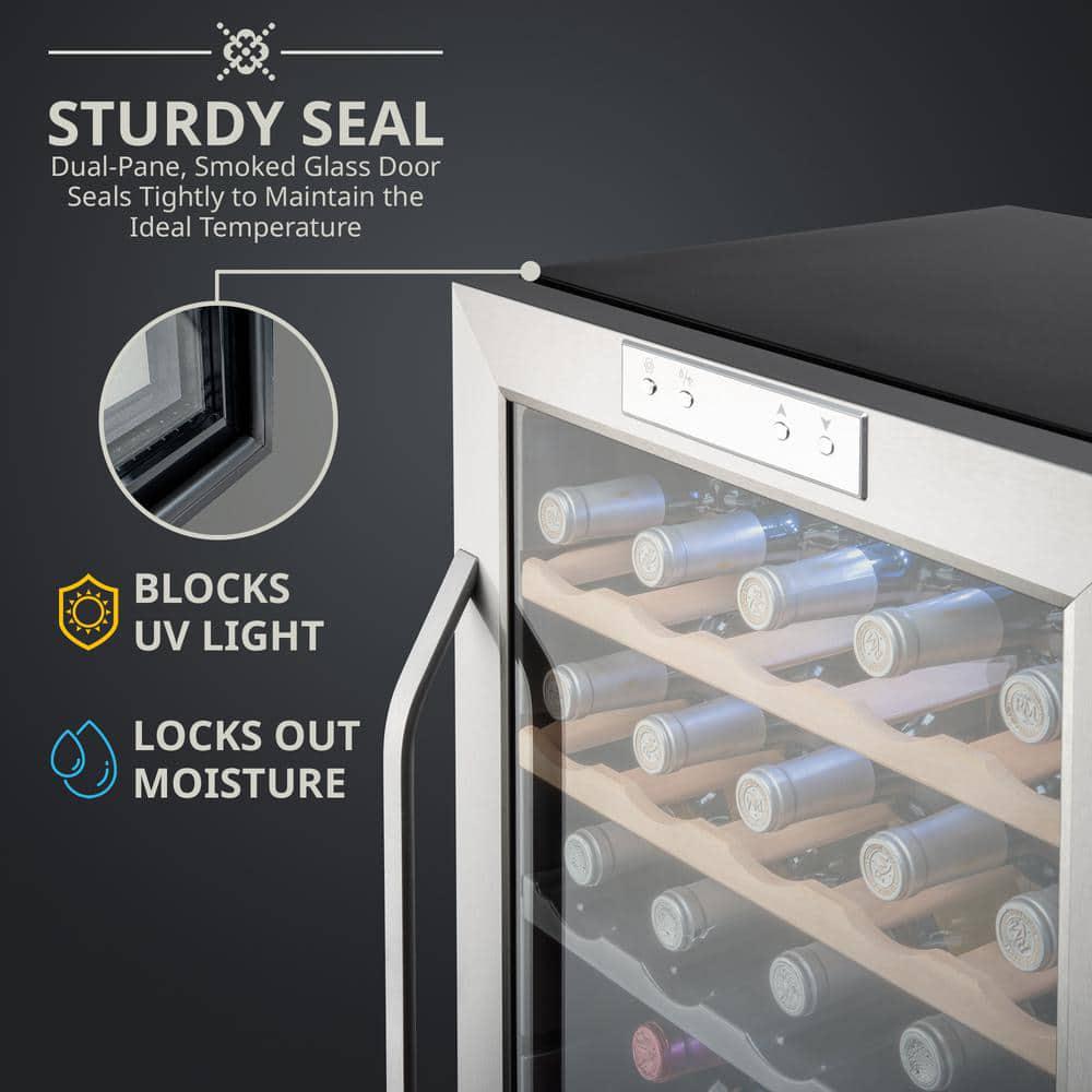 Ivation Wine Fridge Dual Zone Freestanding Wine Cooler with Lock 33 Bottles