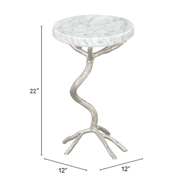 Joel Side Table White and Silver - White， Silver - 12