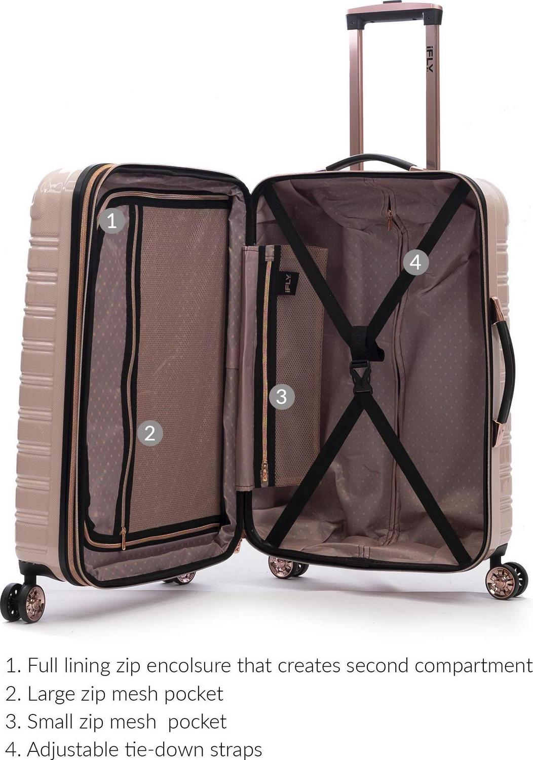 iFLY Hardside Luggage Fibertech 20 Inch Carry-on， Blush/Rose Gold