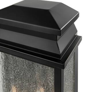 Home Decorators Collection Sirrine 2-Light Black Outdoor Wall Light Fixture with Clear Seeded Glass KB27704