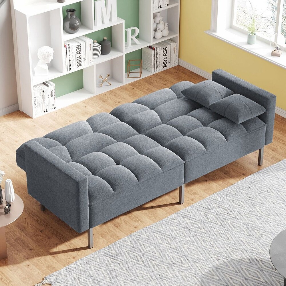 74.8'' Sofa Bed  Convertible Sleeper Couch with Pillows  Foldable Loveseat Furniture for Living Room