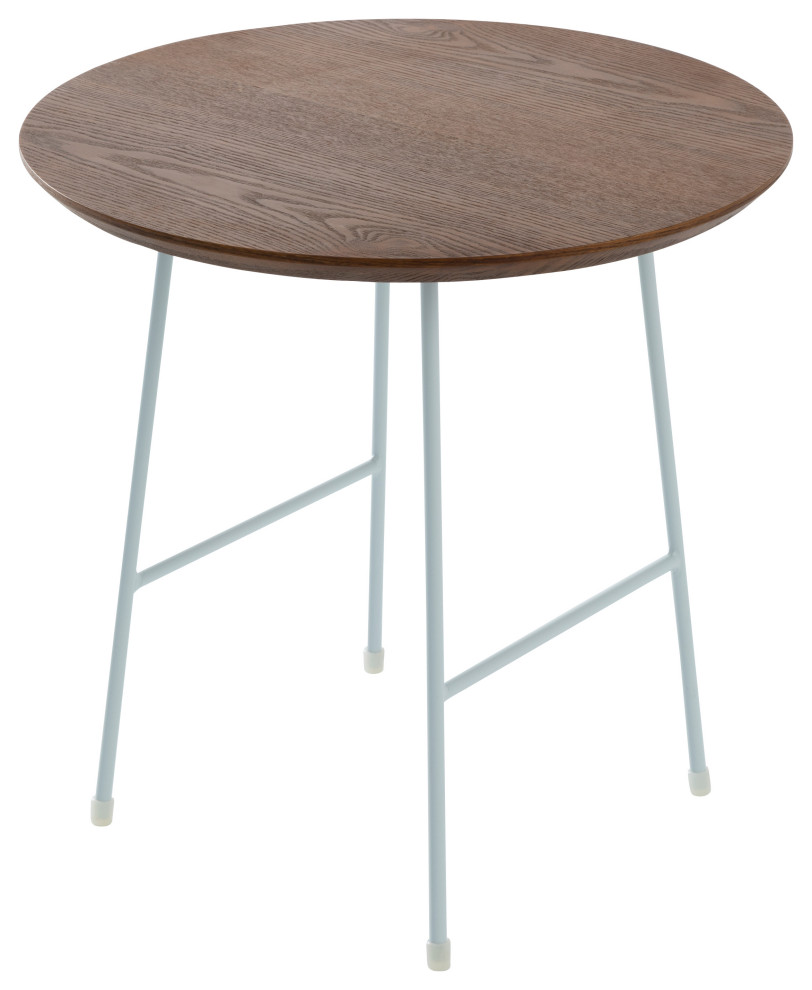 LeisureMod Rossmore Modern Round Side Table With White Steel Frame   Midcentury   Side Tables And End Tables   by LeisureMod  Houzz