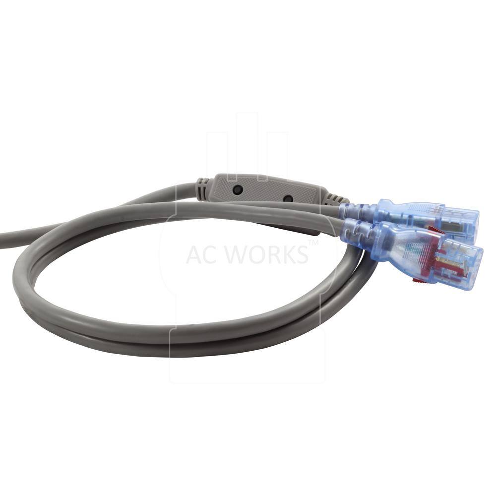 AC WORKS AC Connectors 13 Amp 10 ft. Medical Hospital Grade Y-Power Cord with (2) Locking IEC C13 MD171-ALY