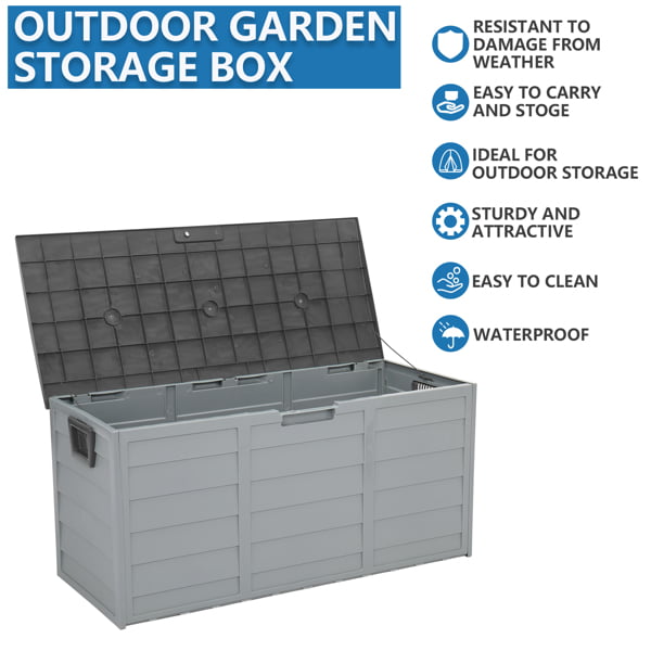 75 Gallon Outdoor Plastic Storage Deck Box for Garden Patio All Weather Resin Storage