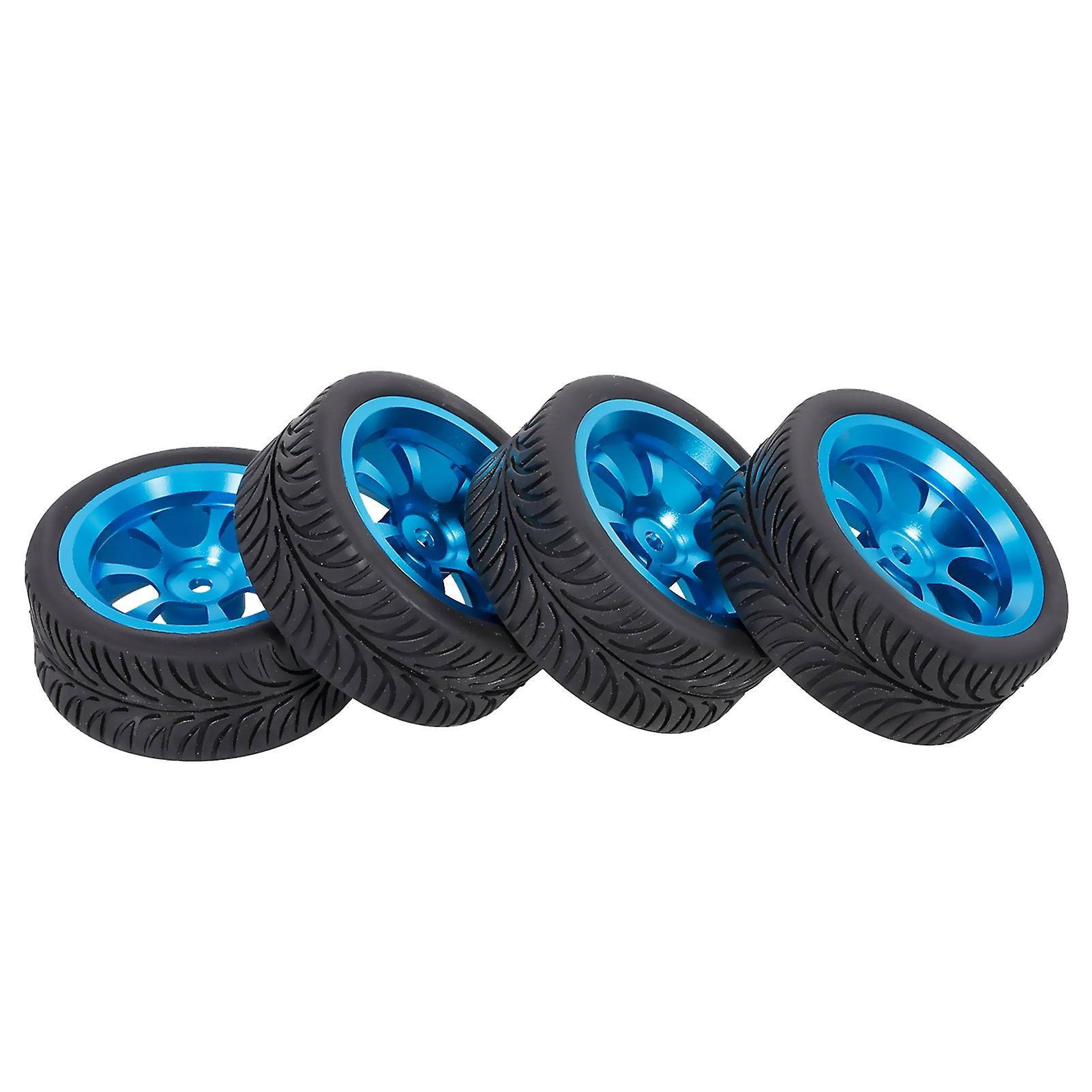 4pcs 65mm Rubber Tyre Metal Wheel Rims  High Grip Rubber Tires  For 1/12 1/14 1/18 Wltoys Rc Car 144001 A959 124019 124018