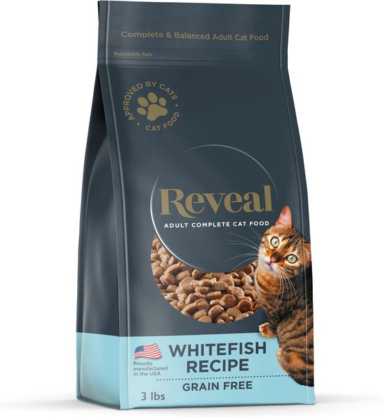 Reveal Natural Complete and Balanced Grain Free Whitefish Recipe Dry Cat Food， 3-lb bag