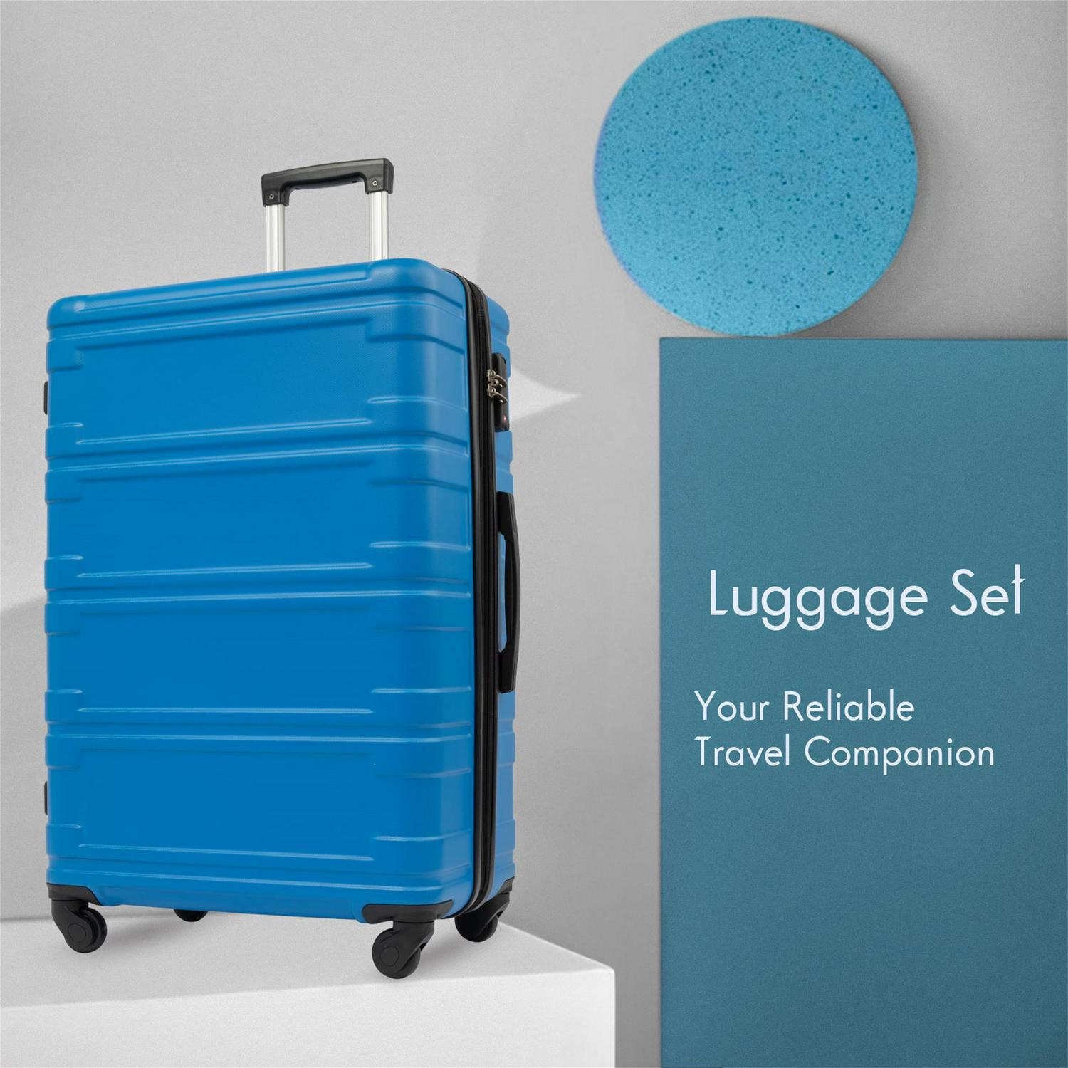 3 Piece Luggage Set， Lightweight Hardside Spinner Wheels Suitcase with TSA Lock， Blue (20/24/28)