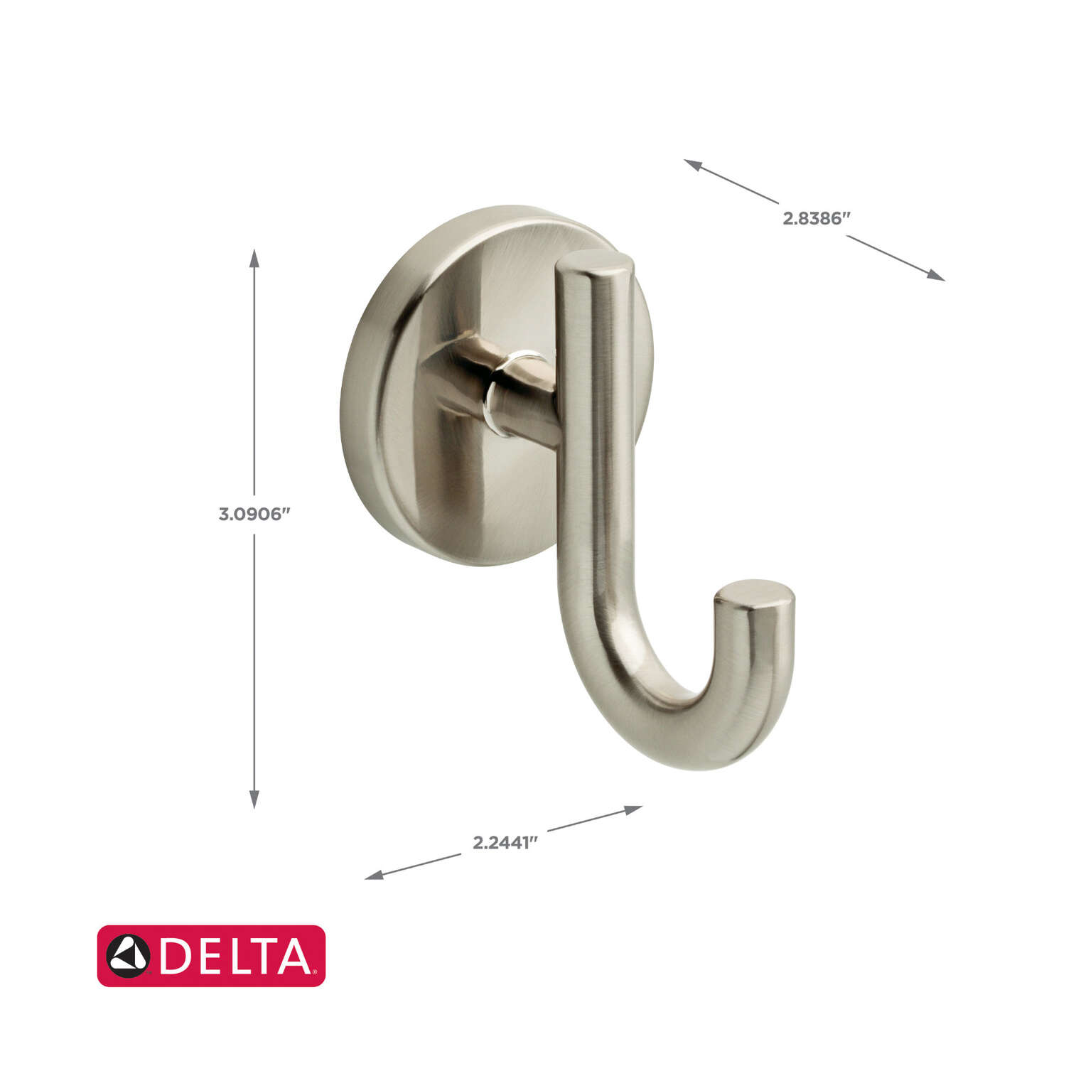 Delta Lyndall 3.09 in. H X 2.2 in. W X 2.8 in. L Satin Nickel Robe Hook