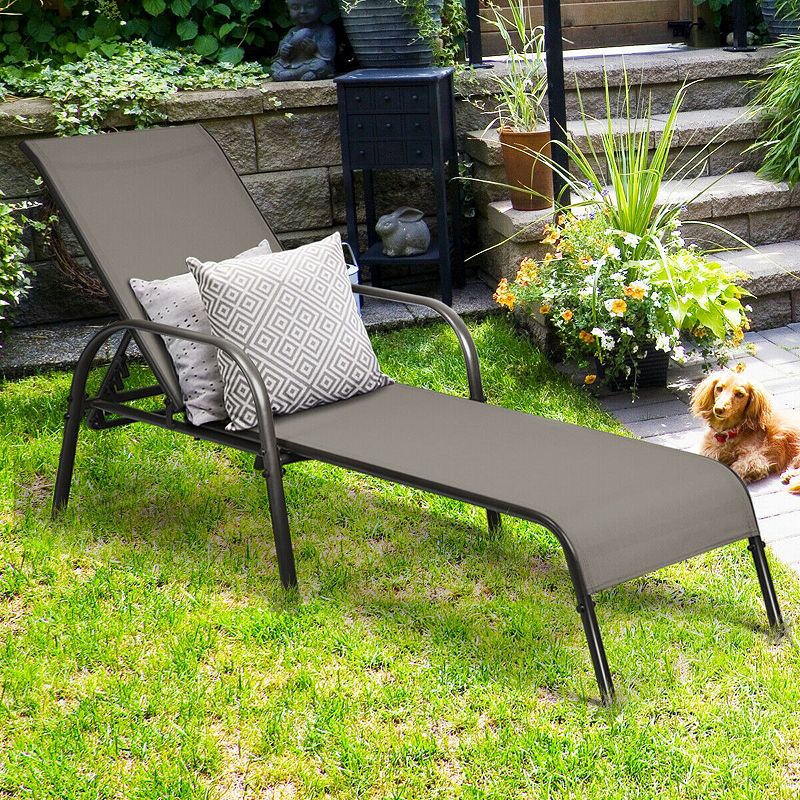 Adjustable Patio Chaise Folding Lounge Chair with Backrest