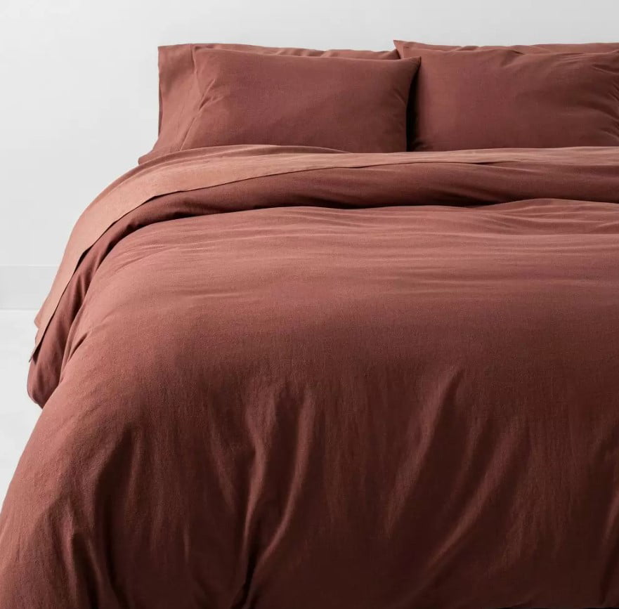 Full/Queen Cashmere Blend Duvet Cover and Sham Set Dark Clay - Casaluna