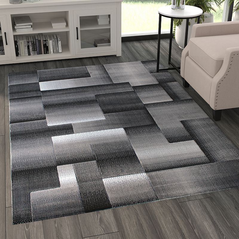 Masada Rugs Masada Rugs Trendz Collection 5'x7' Modern Contemporary Area Rug in Black， White and Gray-Design Trz861