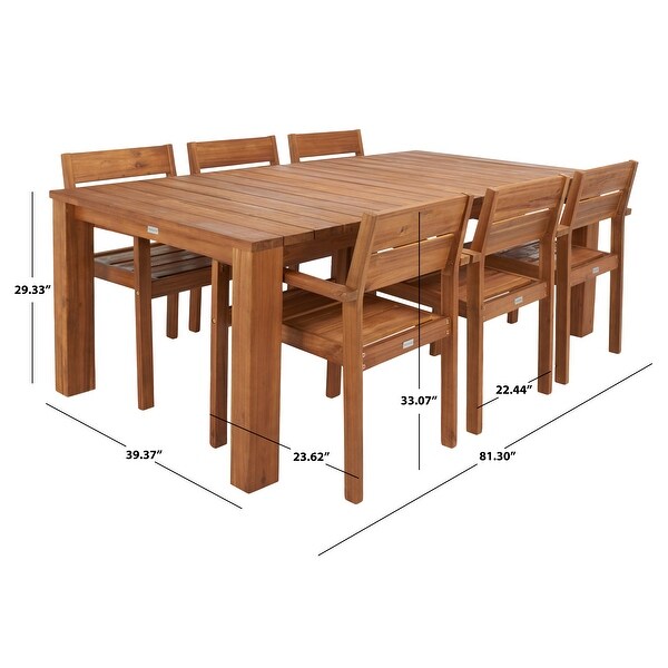 SAFAVIEH Outdoor Hestia Solid Wood 7Piece Dining Set