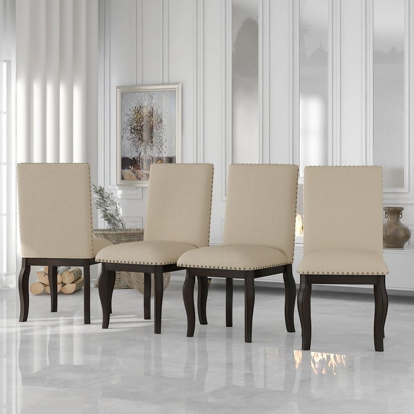 Dining Chairs Wood Upholstered Dining Room Chairs with Nailhead， 37.8