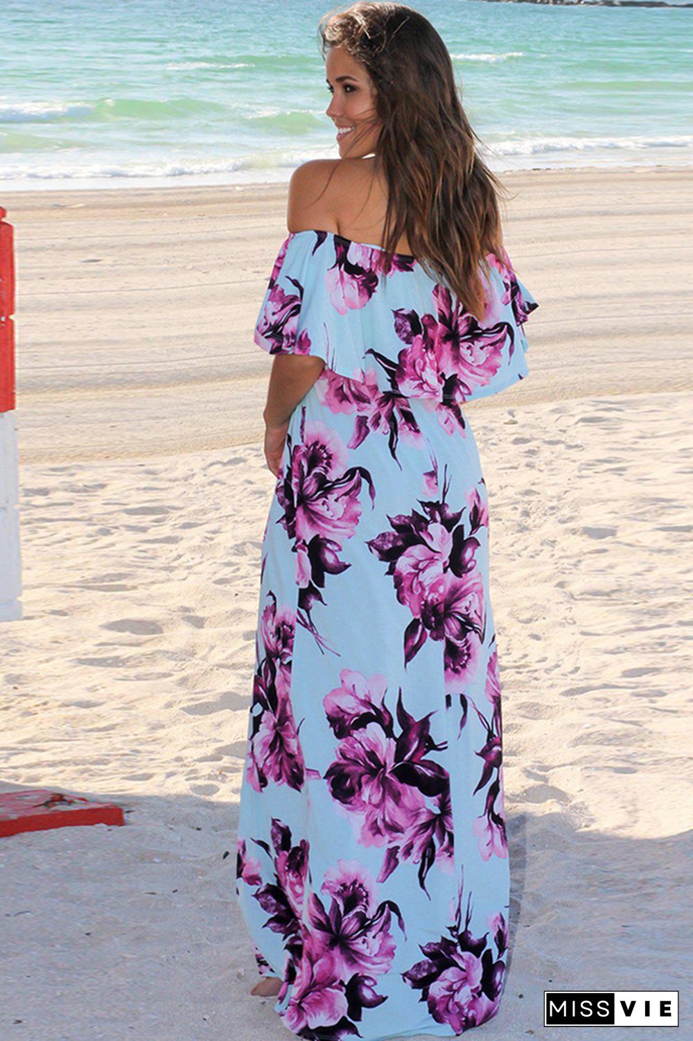 Floral Print Off-shoulder Bohemian Maxi Dress