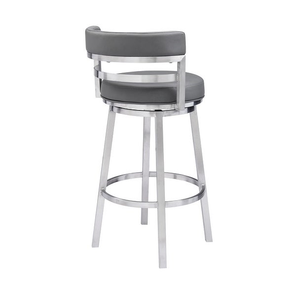 Madrid Modern Swivel Counter/Bar Stool in Faux Leather and Brushed Stainless Steel