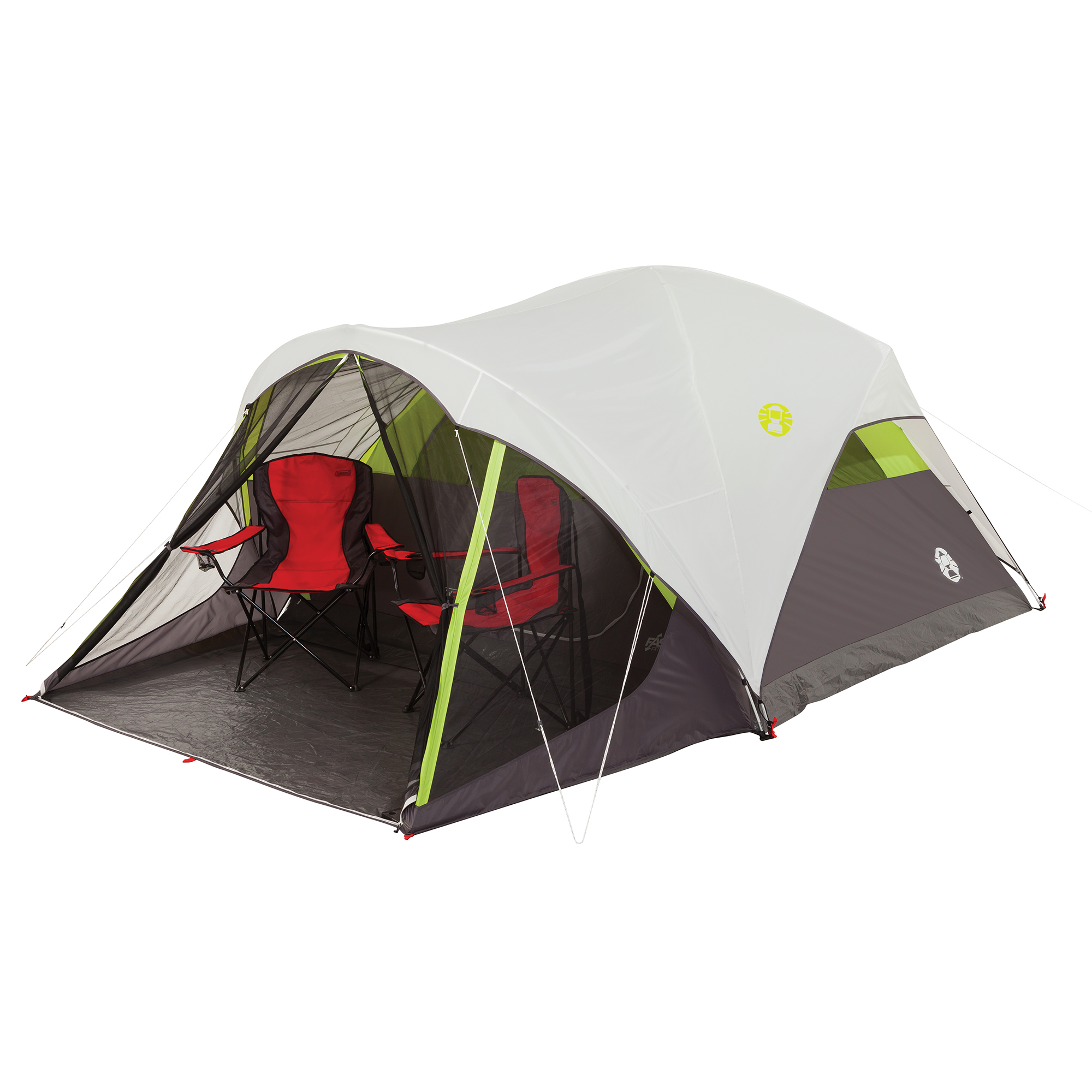 Coleman® 6-Person Steel Creek™ Fast Pitch™ Dome Camping Tent with Screen Room， Green