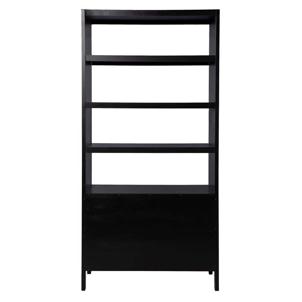 SEI FURNITURE Carondale 74 in. Wide Black 4-shelves Standard Bookcase HD109619