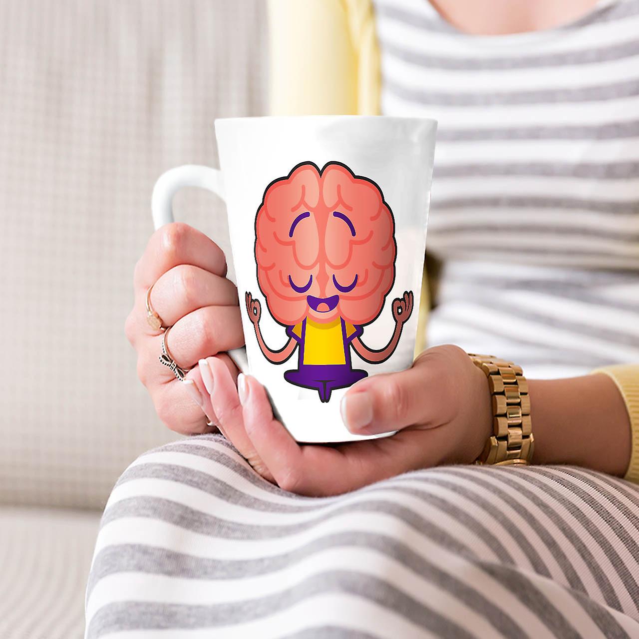 Meditation Brain NEW White Tea Coffee Ceramic Latte Mug 17 oz | Wellcoda