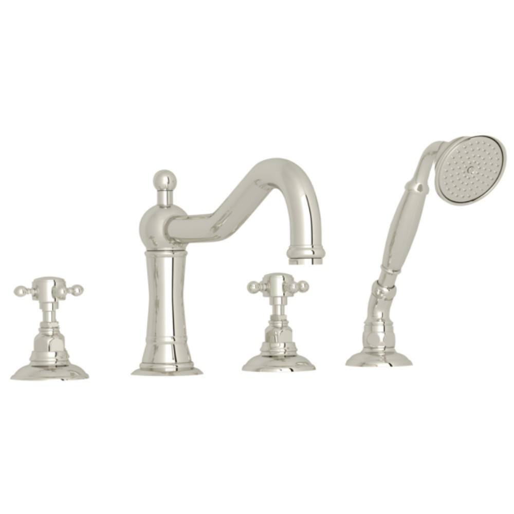 ROHL Italian Bath Acqui 2-Handle Tub Deck Mount Roman Tub Faucet in Polished Nickel A1404XMPN