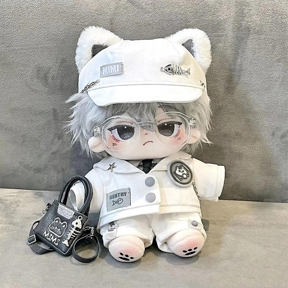 20cm Plush Doll Clothes Hat Coat Shirt Pants Backpack Glasses White