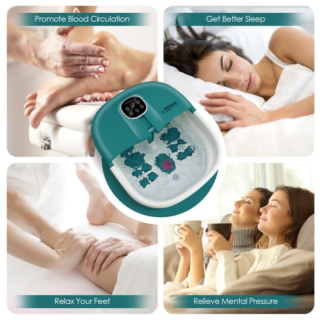 Folding Foot Spa Basin with Heat Bubble Roller Massage Temp and Time Set   13\