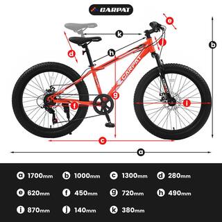 Afoxsos RedGray 24 Inch Fat Tire Mountain City Bike with High-Carbon Steel Frame Full Shimano 7 Speeds Dual Disc Brake HDMX3012