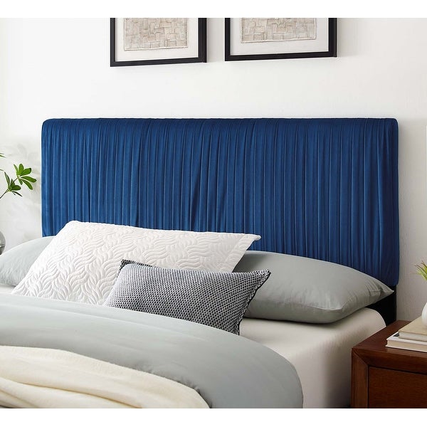 Montrose Blue Velvet Upholstered Twin Size Headboard - - 32807394