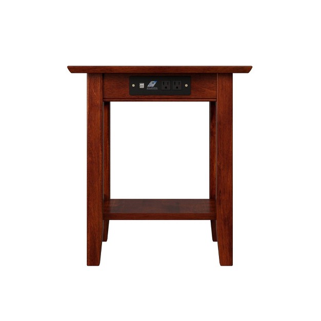 Mission End Table With Charger Walnut Afi