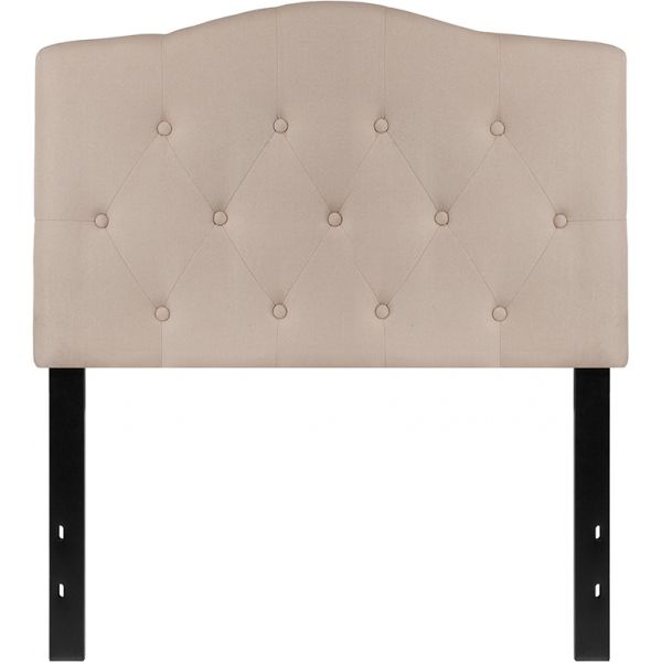 Cambridge Tufted Upholstered Twin Size Headboard in Beige Fabric