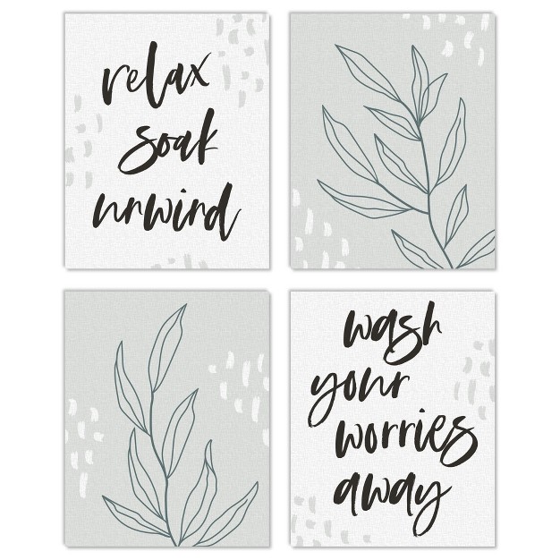 Big Dot Of Happiness Relax Soak Unwind Unframed Bathroom Linen Paper Wall Art Set Of 4 Artisms 8 X 10 Inches