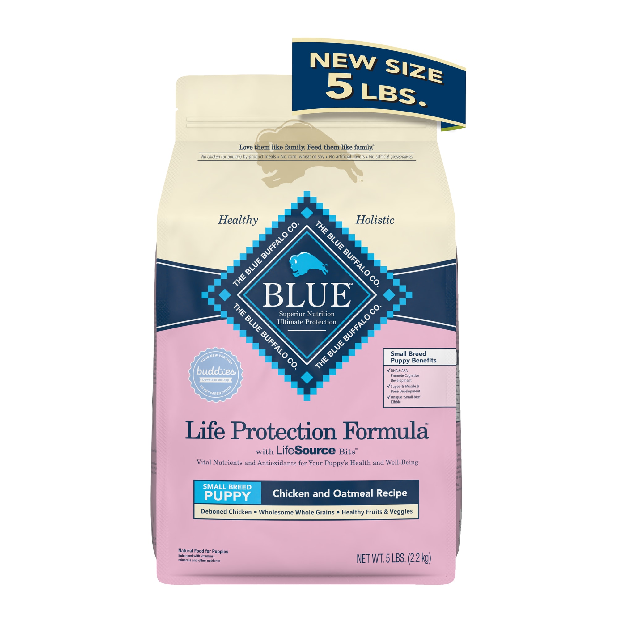 BLUE BUFFALO Blue Life Protection Natural Chicken and Oatmeal Small Breed Puppy Dry Dog Food， 5 lbs.