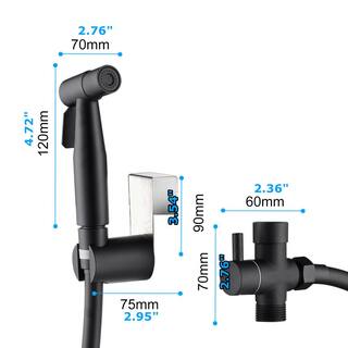 WELLFOR Non-Electric Bidet Attachment in Black Handheld Sprayer(T-Valve) Toilet Attachment Sprayers WA-FX0021