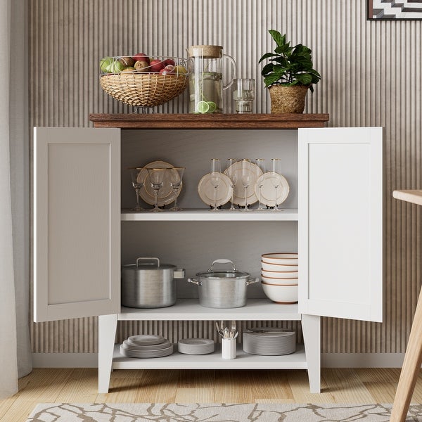 Buffet Cabinet， Rattan Storage Cabinet with Doors and Drawer， Entryway Storage Cabinet， Buffets and Sideboards Accent Cabinet