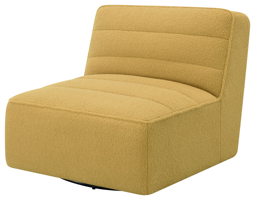 Cobie Upholstered Swivel Armless Chair Mustard   Modern   Armchairs And Accent Chairs   by Modon  Houzz