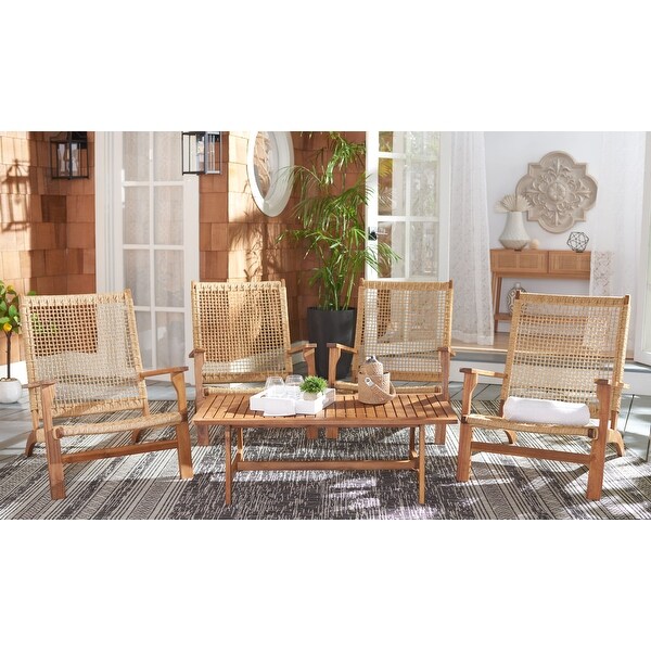 SAFAVIEH Outdoor Deven 5Piece Acacia Wood Coffee Set.