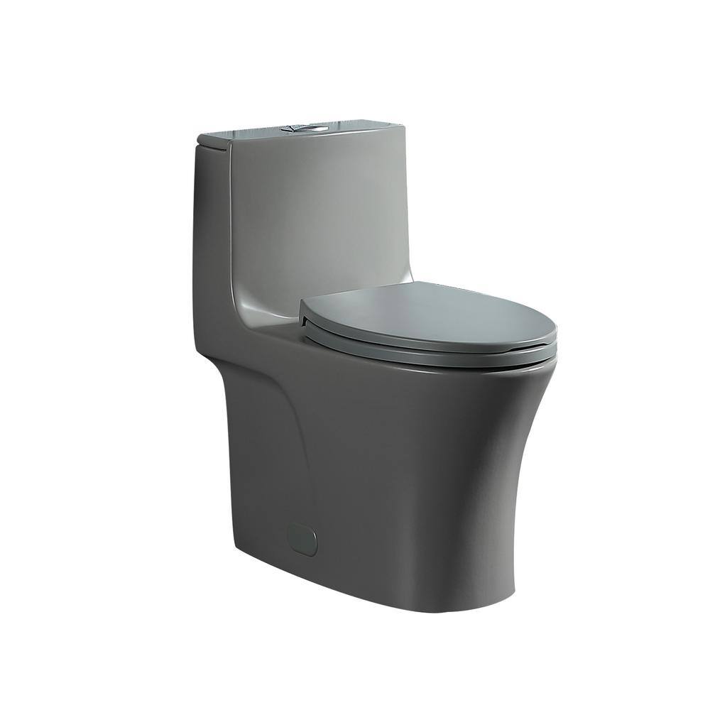 FUNKOL One-Piece 28.74 in.H 1.11.6 GPF Automatic Dual Flush Elongated Shape Ceramic Toilet in Grey LML-T-G02