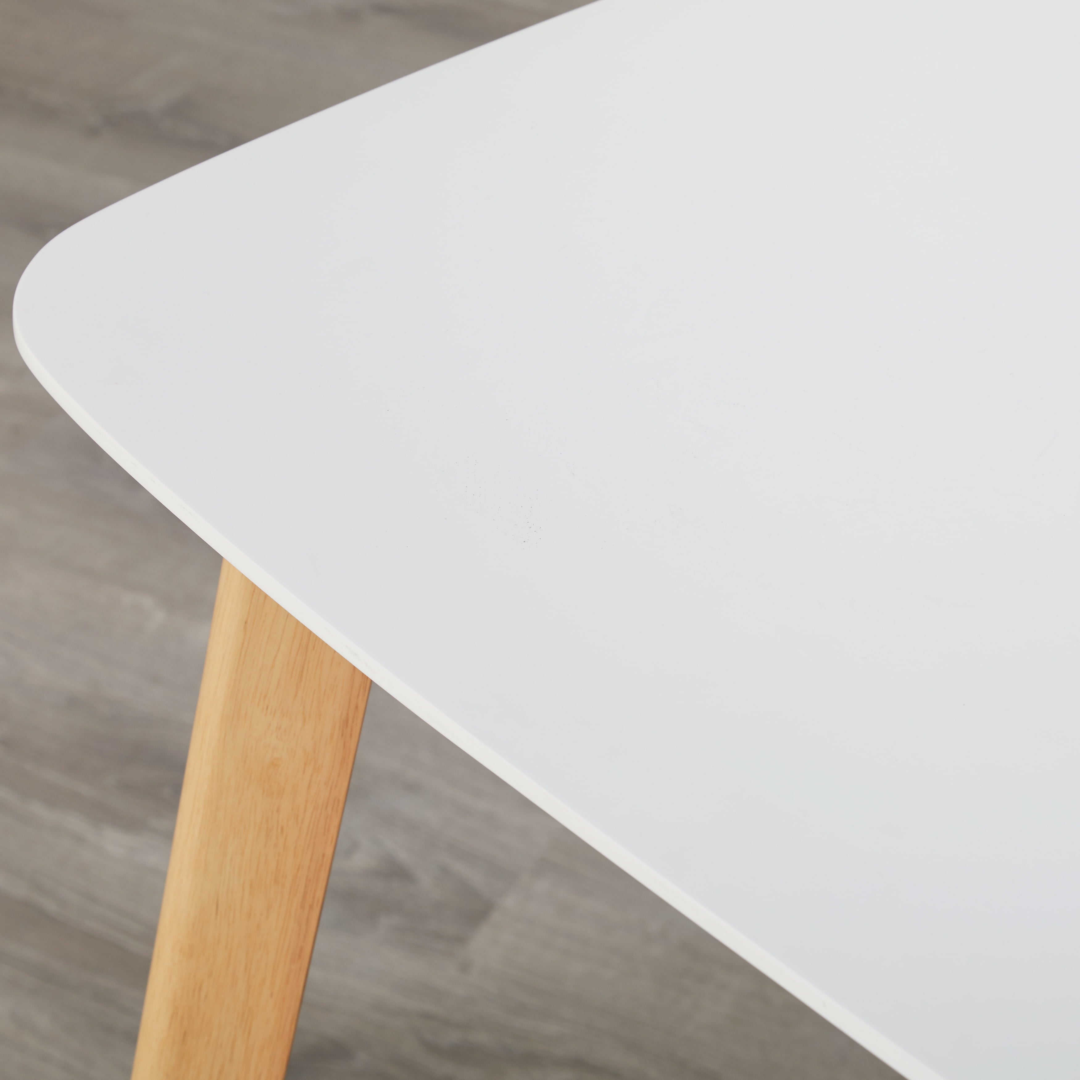 Modern Dining Table, White/Natural