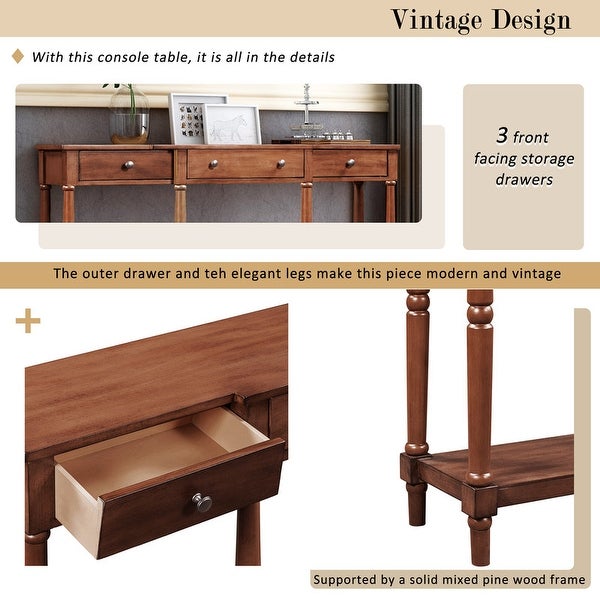 Solid wood workbench， sofa table， extra long， three storage drawers， living room bottom shelf