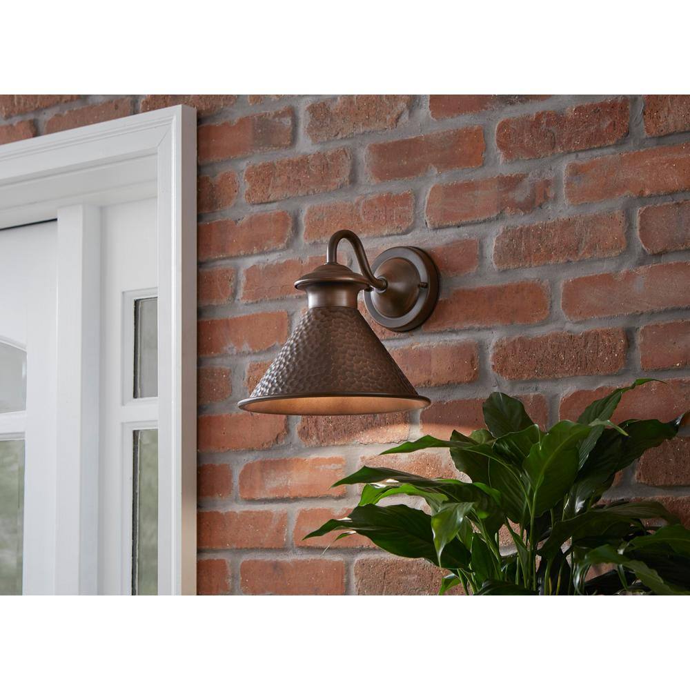 Home Decorators Collection Essen 8.34 in. Antique Copper 1-Light Outdoor Line Voltage Wall Sconce with No Bulb Included HBWI9003S86A