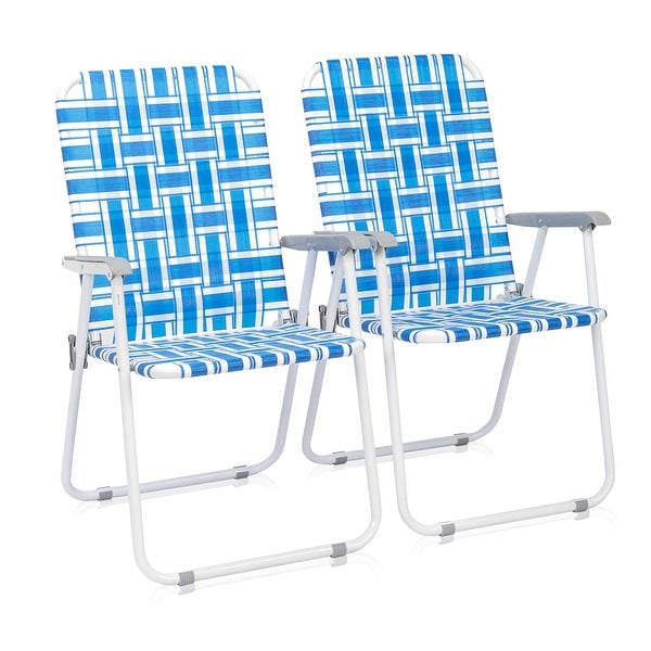 2pcs Foldable Portable Beach Chair Camping Chairs - Overstock - 36369406