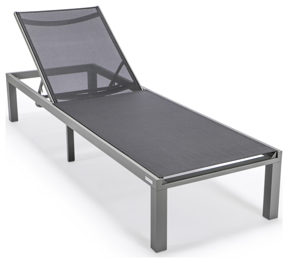 LeisureMod Marlin Gray Patio Chaise Lounge Chair with Fire Pit Table   Transitional   Outdoor Lounge Sets   by LeisureMod  Houzz