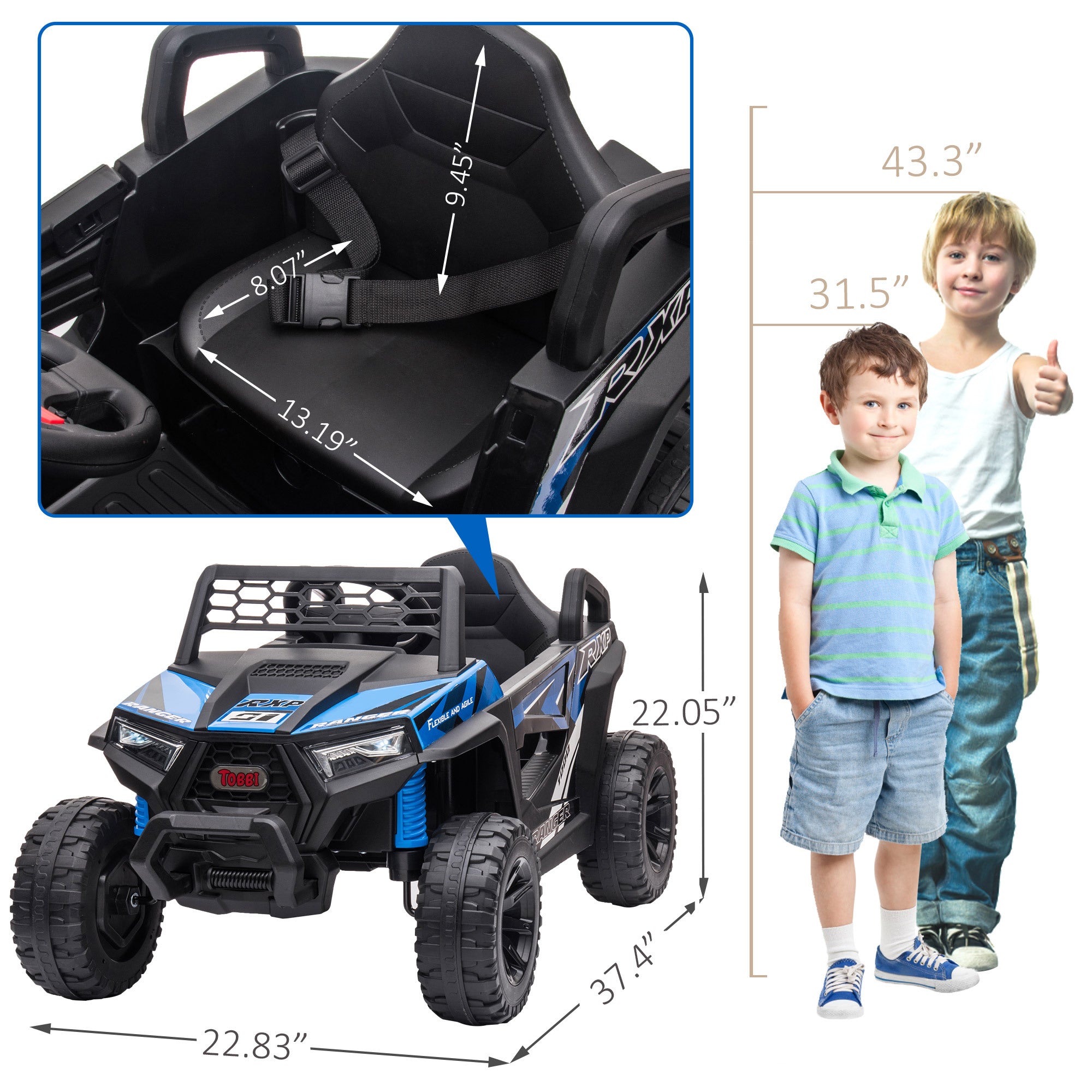 WUBEN 12V Children's Electric UTV, Ride On UTV for Kids, Electric 4-Wheeler Car, Single Seat with a Safety Belt