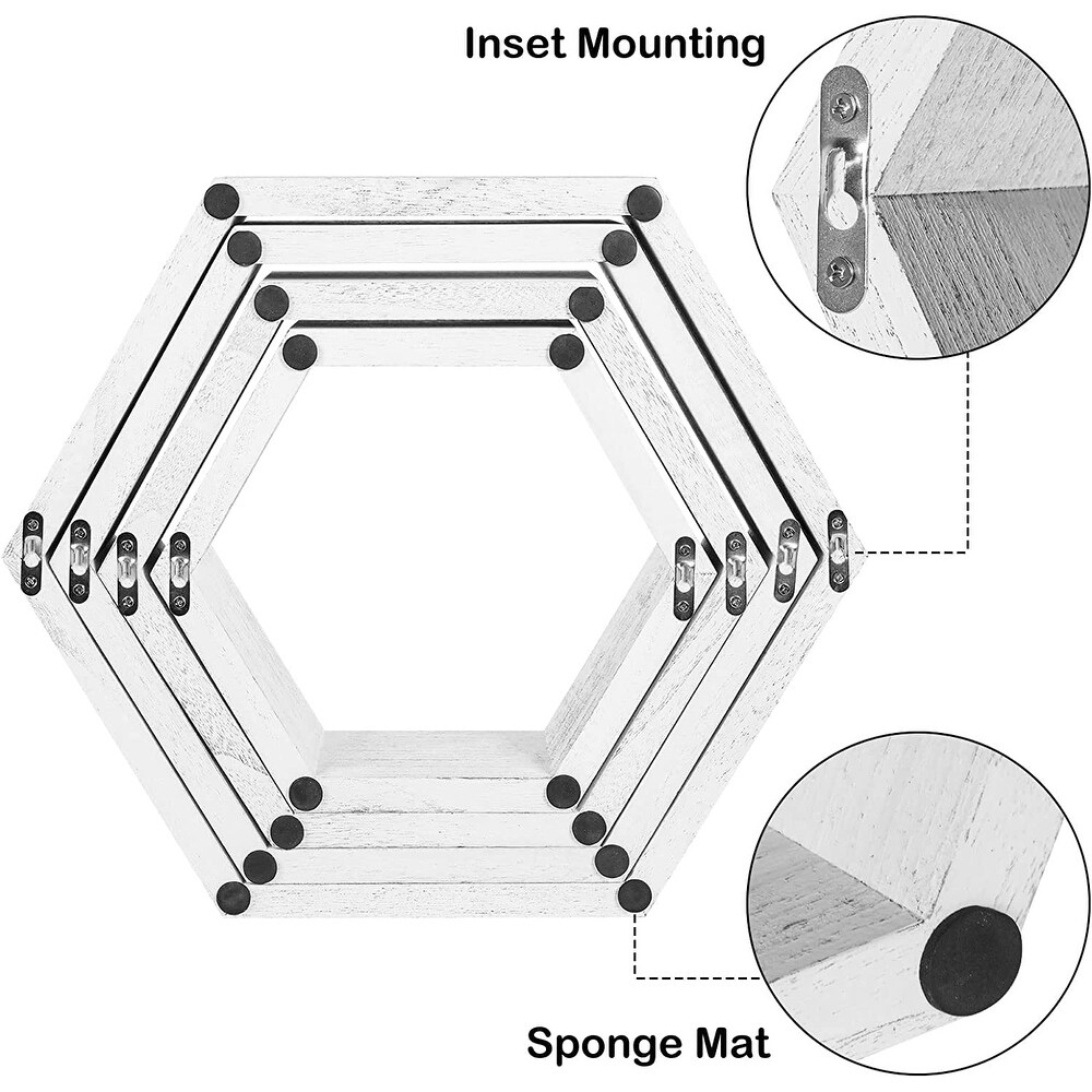 Wall Mounted Hexagon Floating Shelves