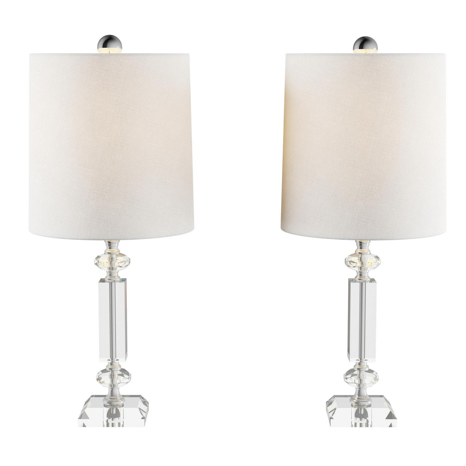 Crystal Column Lamps with Shades-Set of 2 Faceted Shiny Matching Table Lamps-Elegant， Modern Accent Lights-Home DA(C)cor by Lavish Home