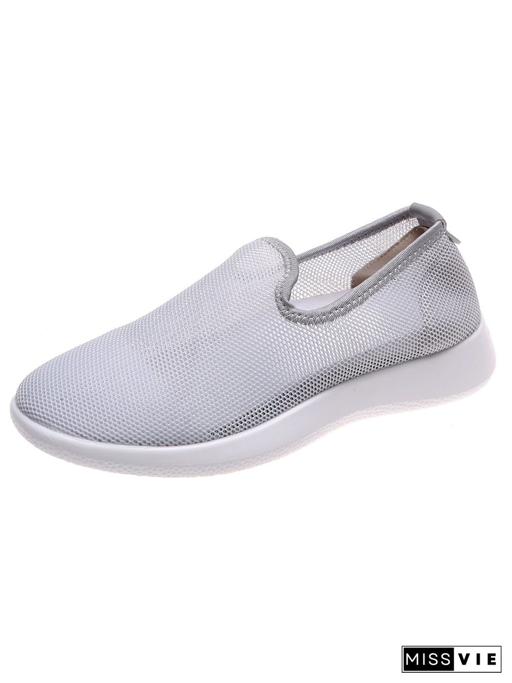 Women Plain Sports All Season Breathable Daily Slip On Flat Heel Mesh Fabric EVA Sneakers