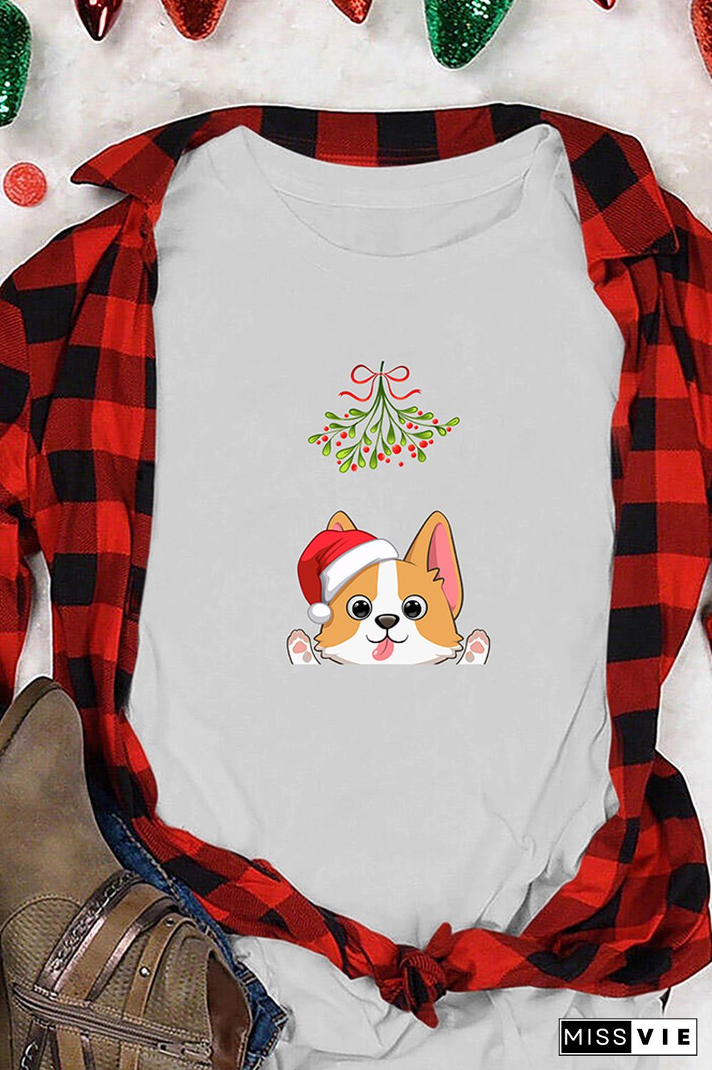 Christmas Printed Graphic Tees for Women Wholesale Short Sleeve T shirts Top