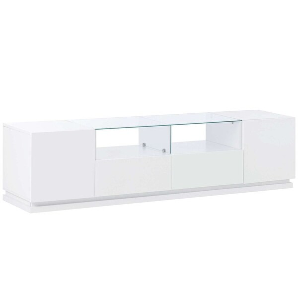 Modern High Gloss TV Stand with Tempered Glass